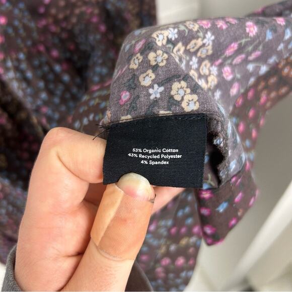 Summersalt The Countryside Poplin Tiered Shirtdress in Floral Prairie Chocolate - Picture 12 of 14